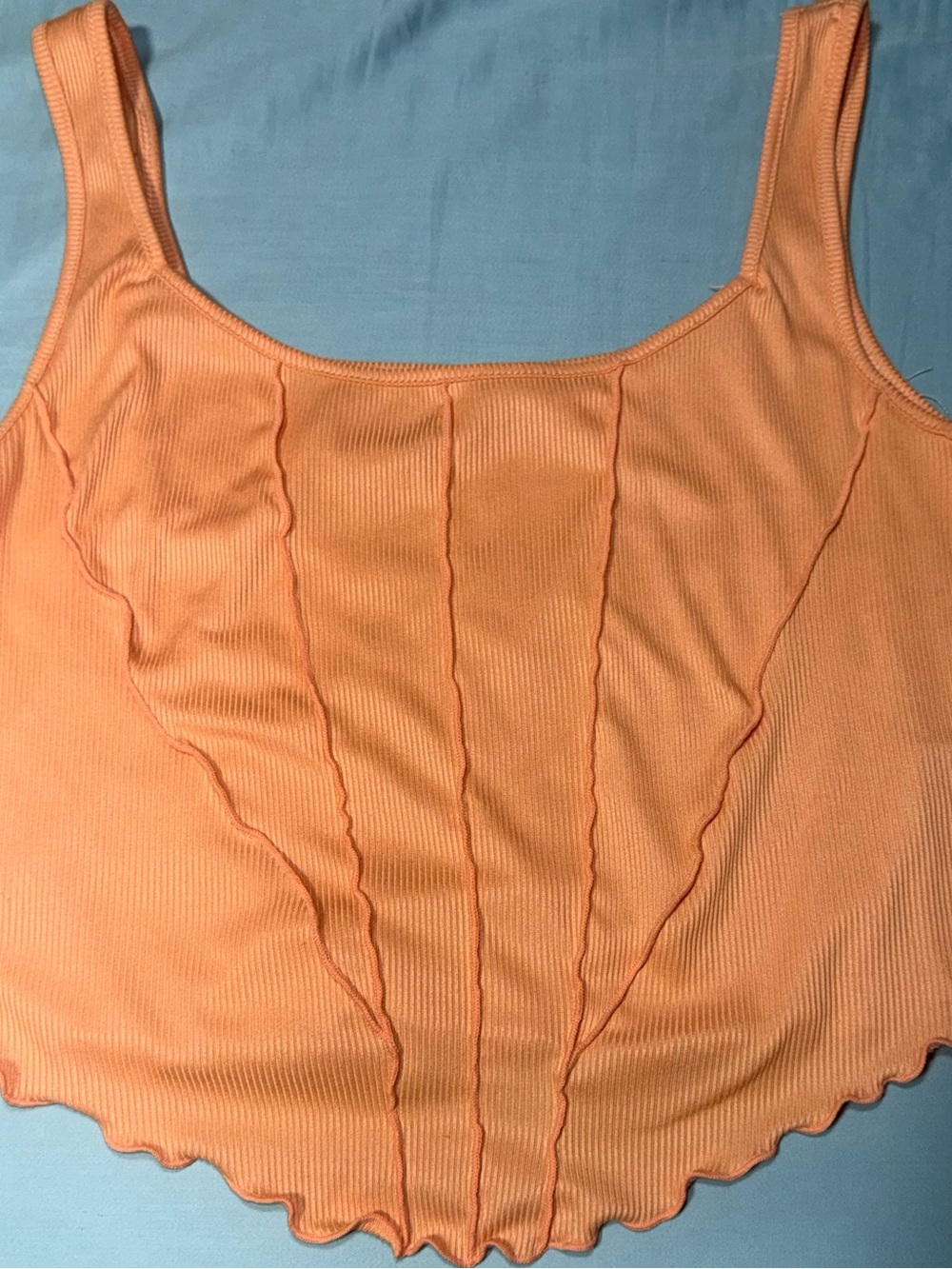 Rue21 Peach Ribbed Scallop Hem Crop Tank